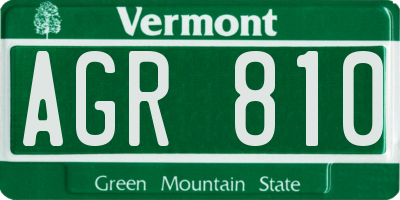 VT license plate AGR810