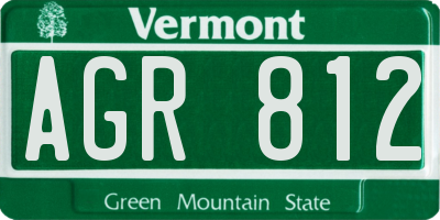 VT license plate AGR812