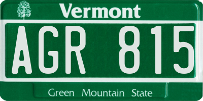 VT license plate AGR815