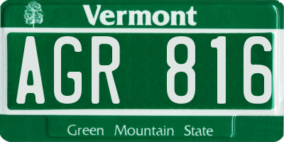 VT license plate AGR816