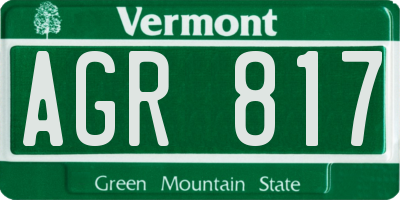 VT license plate AGR817