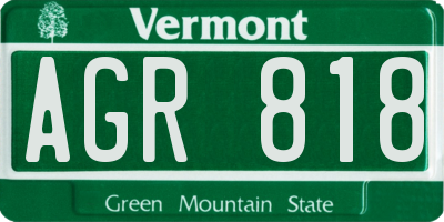 VT license plate AGR818