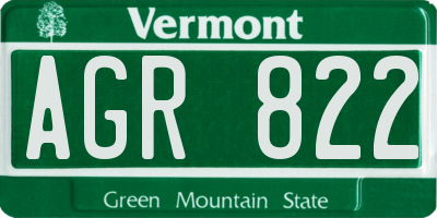 VT license plate AGR822