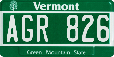VT license plate AGR826