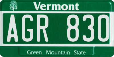 VT license plate AGR830