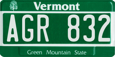 VT license plate AGR832