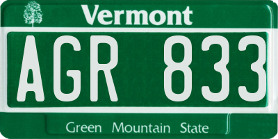 VT license plate AGR833