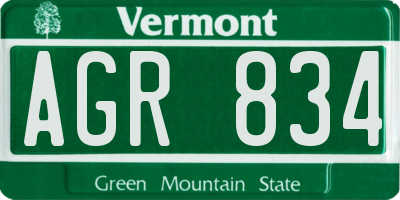 VT license plate AGR834