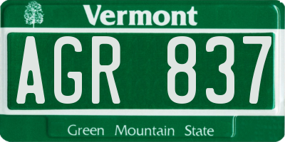VT license plate AGR837