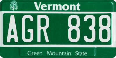 VT license plate AGR838