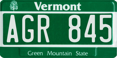 VT license plate AGR845