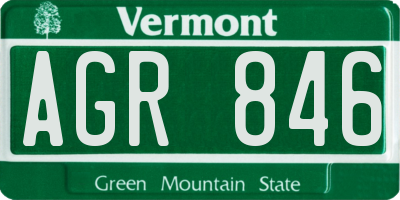 VT license plate AGR846
