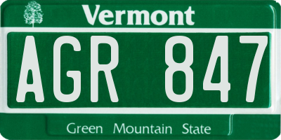 VT license plate AGR847