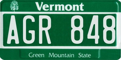 VT license plate AGR848