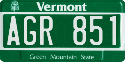 VT license plate AGR851