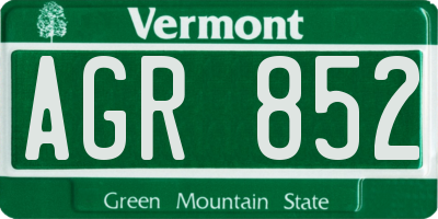 VT license plate AGR852