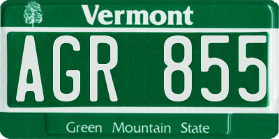 VT license plate AGR855