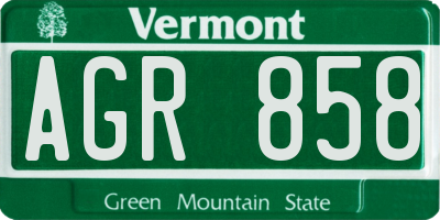 VT license plate AGR858