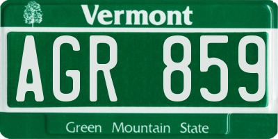 VT license plate AGR859