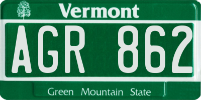 VT license plate AGR862