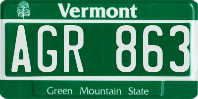 VT license plate AGR863