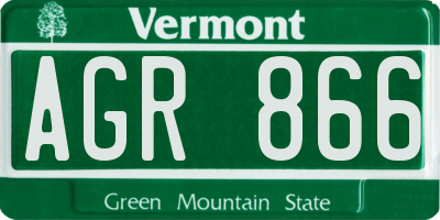 VT license plate AGR866