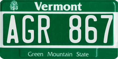 VT license plate AGR867