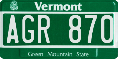 VT license plate AGR870