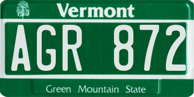 VT license plate AGR872