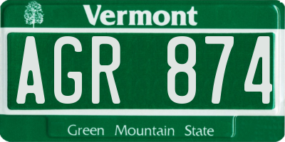 VT license plate AGR874