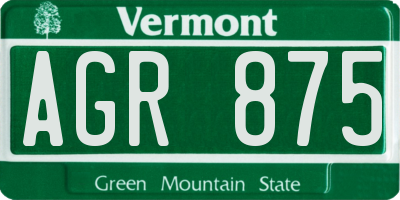 VT license plate AGR875