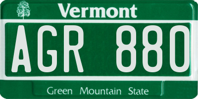 VT license plate AGR880