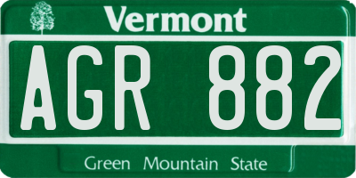VT license plate AGR882