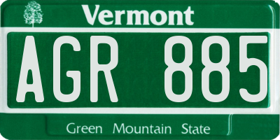 VT license plate AGR885