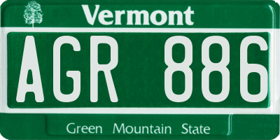 VT license plate AGR886
