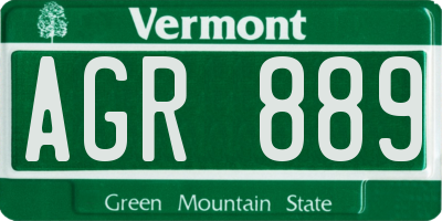 VT license plate AGR889
