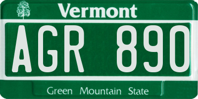 VT license plate AGR890