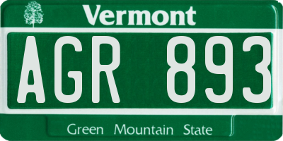 VT license plate AGR893
