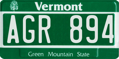 VT license plate AGR894