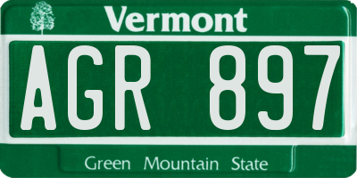 VT license plate AGR897