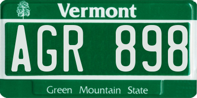 VT license plate AGR898