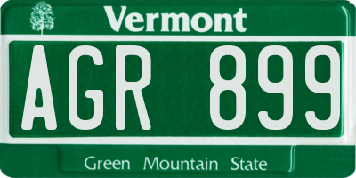VT license plate AGR899