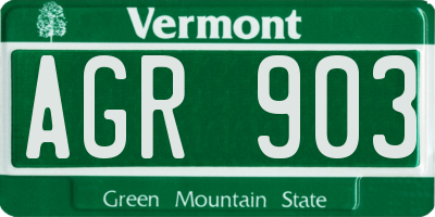 VT license plate AGR903