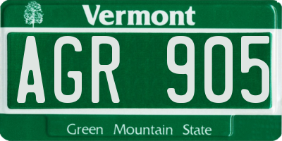 VT license plate AGR905
