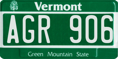 VT license plate AGR906