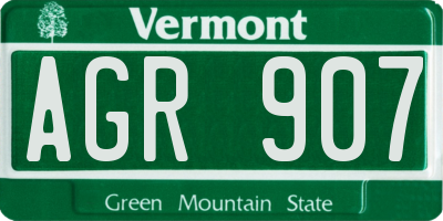 VT license plate AGR907