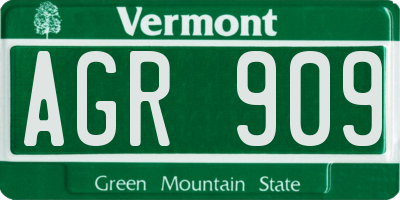 VT license plate AGR909