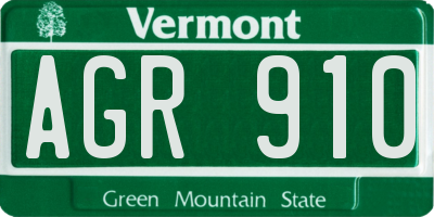 VT license plate AGR910