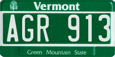 VT license plate AGR913