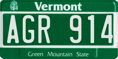 VT license plate AGR914